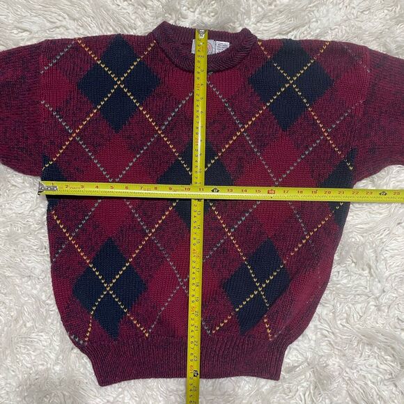 Cape Isle Knitters Sweater Size Large Argyle Burgundy And Dark Blue - Picture 2 of 4